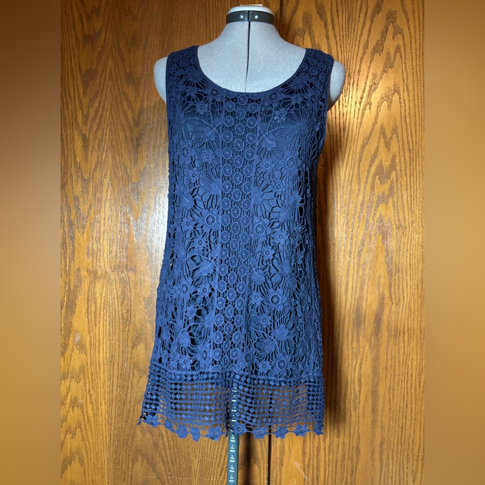 Christopher & Banks Deep Blue Lace Tunic - medium